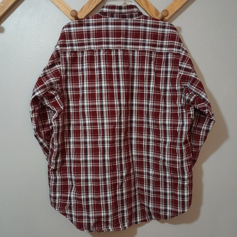 Wrangler Riggs Workwear Maroon Plaid Long Sleeve XXL - Picture 6 of 7